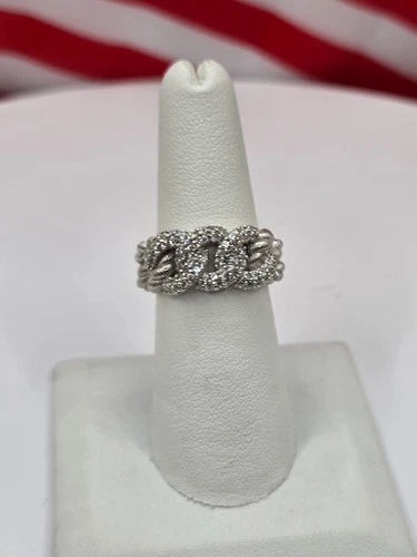 Vintage Judith Ripka chain link CZ sterling silver ring