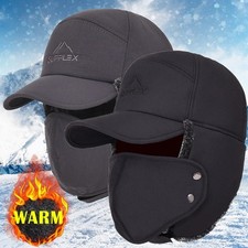 Men Winter Ear Flap Trapper Hat Face Mask Fur Aviator Thermal Warm Snow Ski Cap