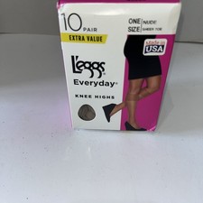 Legs Women  s Everyday 10 Pack Sheer Toe Nude Knee High New In Box