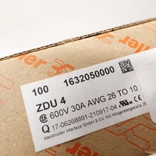 Weidmüller 1632050000 ZDU 4 Terminal Block 600V 30A AWG 26-10 Box of 100 New