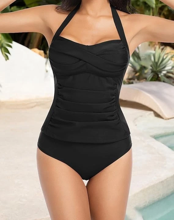 2 Piece Tummy Control High Waist Bikini Tankini Swimsuit Cups A-B Size M 10/12 - Image 4 of 4