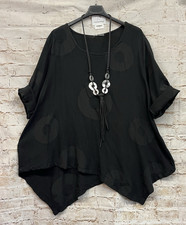 Moonshine Fashion Tunika Shirt Top Zipfel Musselin Übergröße 46 48 50 Neu schwar