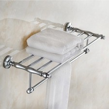 Wall Mounted Chrome Brass Towel Rack Bathroom Hotel Rail Holder Storage Shelf