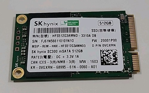 SK Hynix 512GB HFS512G3AMND 6Gb/S MSATA PCI-E Solid State SSD - SC300