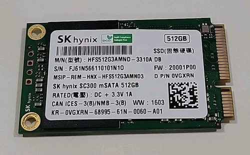 SK Hynix 512GB HFS512G3AMND 6Gb/S MSATA PCI-E Solid State SSD - SC300