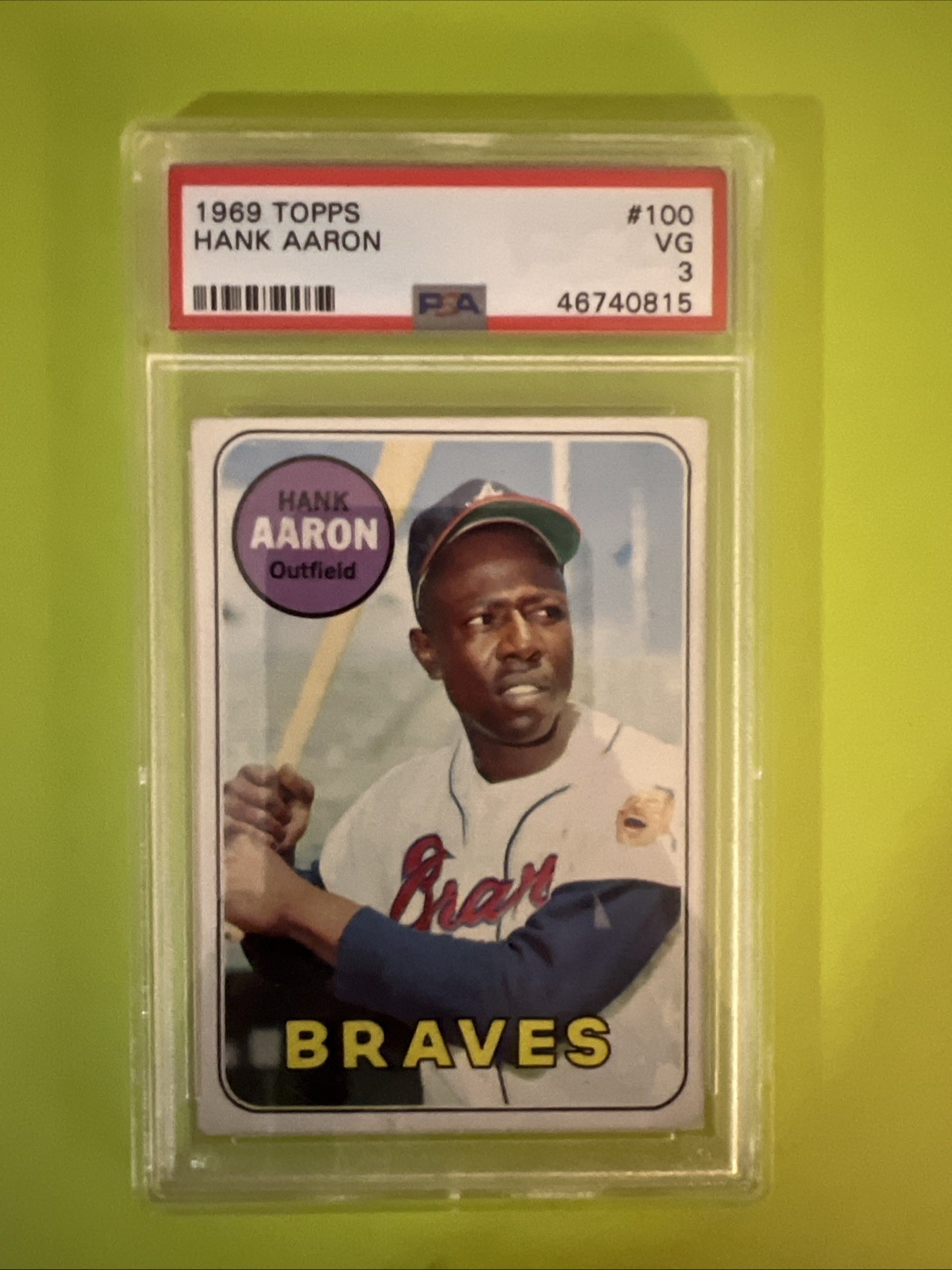 1969 Topps - Hank Aaron #100 PSA VG 3 Braves Baseball Base Set