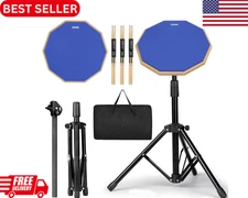 Drum Practice Pad Snare Drum Stand Set 12 In With Double Sided Silent Drum Pad,