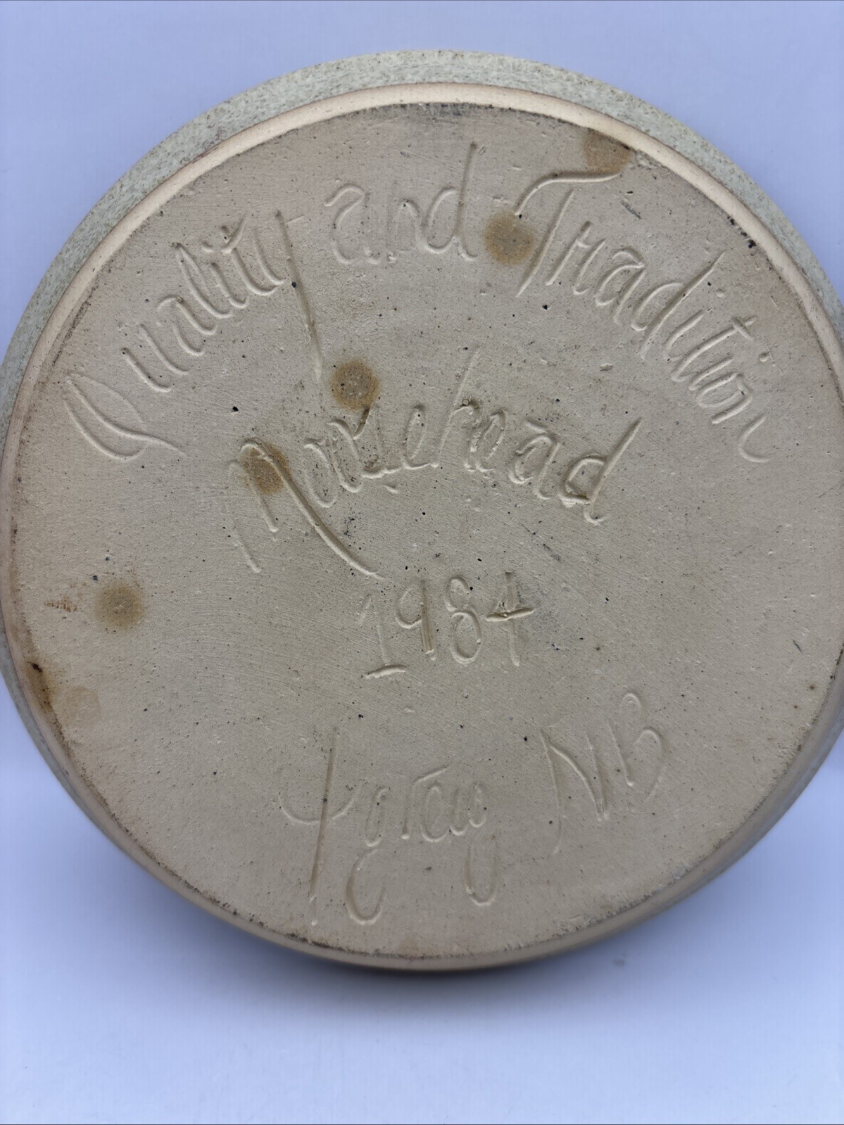 Art Pottery Butter/Cheese Keeper with Done Lid & Apple Design~Signed