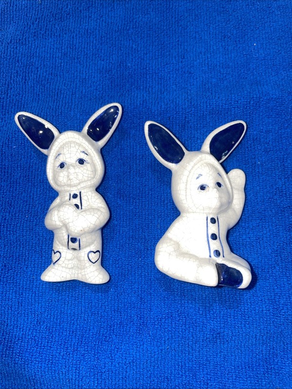 Dedham pottery baby dressed like a bunny RARE 