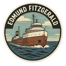 Edmund Fitzgerald  Great Lakes Ship Lake Superior Freighter Shipwreck 3” Sticker