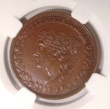 1841 HT-58 Liberty - Not One Cent Hard Times Token NGC AU58