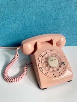 Retro Pink / Peach Bell Western Electric Desk Rotary Phone 1960s Nostalgia 