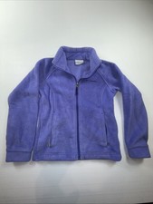Columbia Fleece Jacket Youth S 7-8 Purple Full Zip Pockets Logo