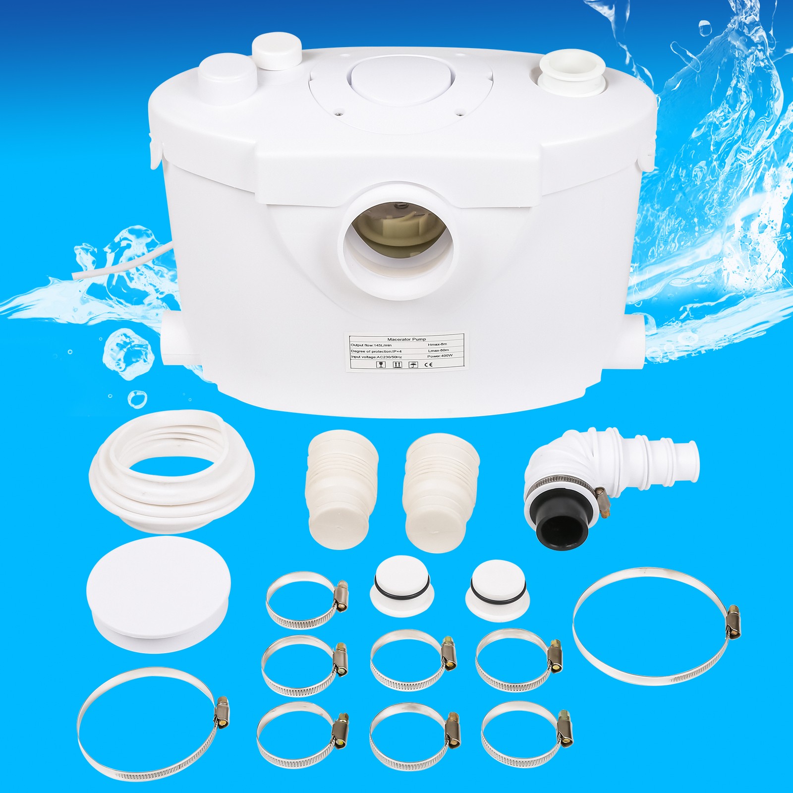 Hebeanlage Kleinhebeanlage Fäkalienpumpe 400W Häcksler für WC Dusche Waschbecken