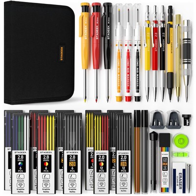 34 Pack Carpenter Pencil Set with Sharpener Mechanical Carpenter Pencils with...