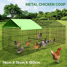 1.8M Metal Chicken Coop Walk-in Rabbit Hutch Run Cage Outdoor Hen House Large