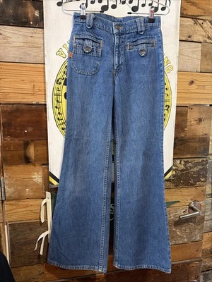 RARE 1970s Levi’s Feather Tab Bell Bottom Jeans Women’s Flair Cut 27x30 - Image 1 of 4