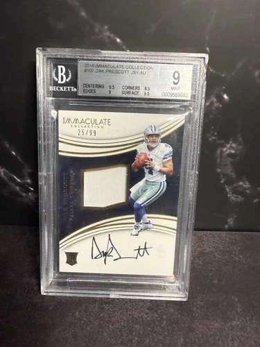 2016 Dak Prescott Rookie - Immaculate #107 Rookie Patch Auto  /99 BGS 9 Auto 10