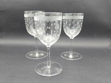 Antike viktorianische geätzte Sherrygläser x3, Trio Port Gläser Sterne, Blätter