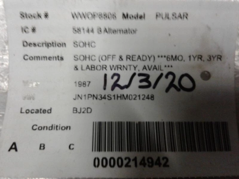 Alternador fabricado por Mitsubishi para 87-88 SENTRA 618797 Foto 3 de 3