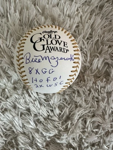 Bill Mazeroski Autographed Gold Glove Baseball W/ 3 inscriptions