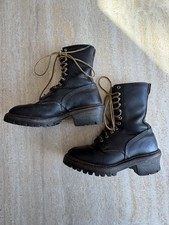 Vintage RED WING Made in USA 2218 BLACK 8” Logger Work Boots 6.5 C