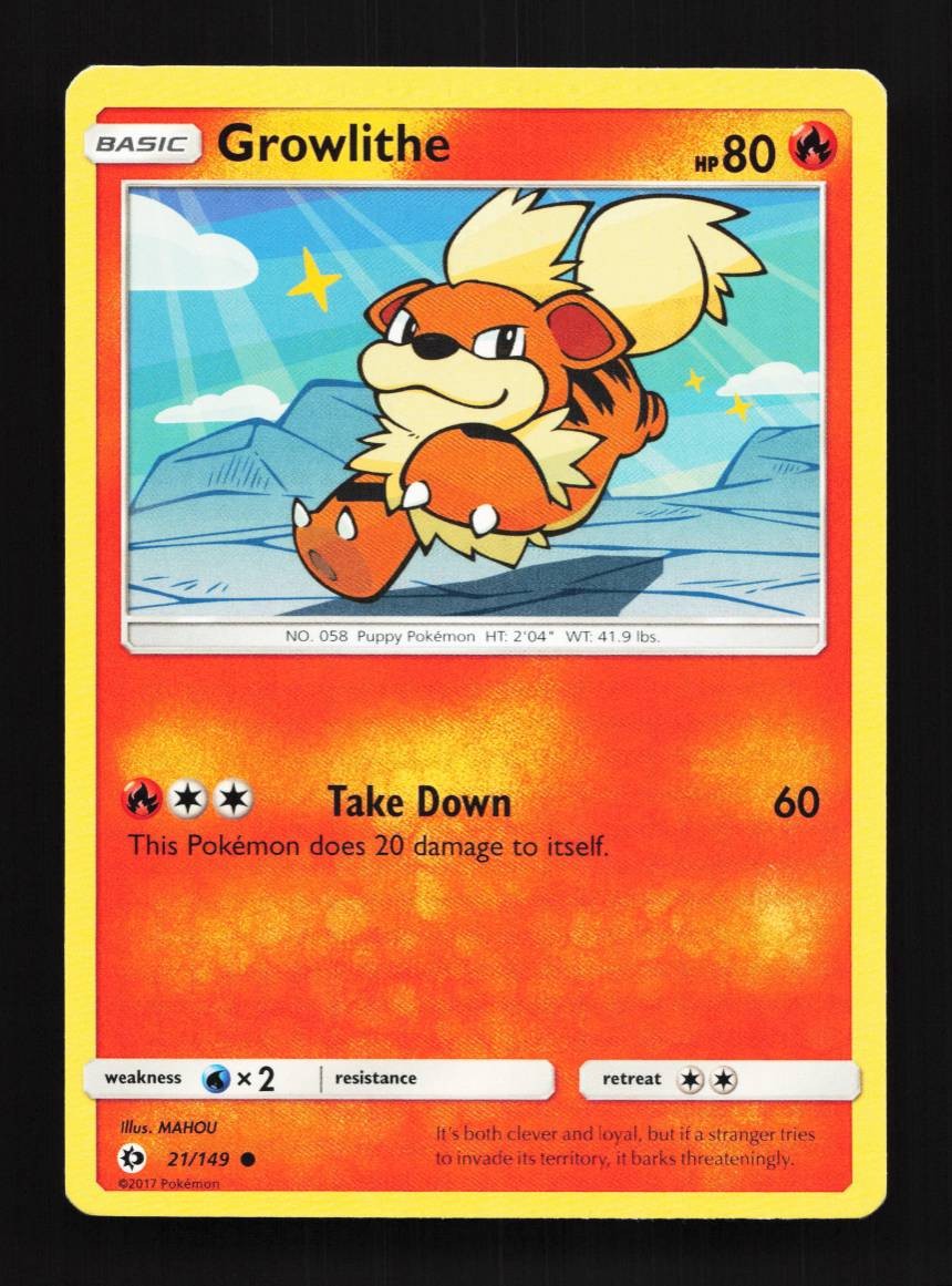 Growlithe 21/149 LP Sun & Moon English Pokemon Card TCG