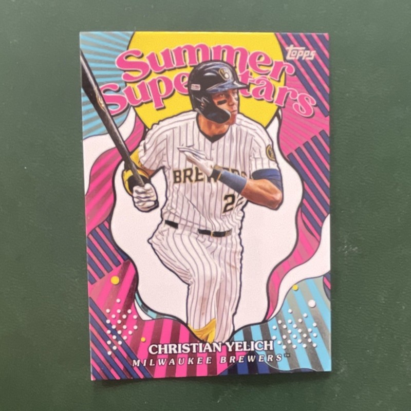 Topps 2025 Series 2 Summer Superstars Christian Yelich #SS-23 Pink Foil Brewers