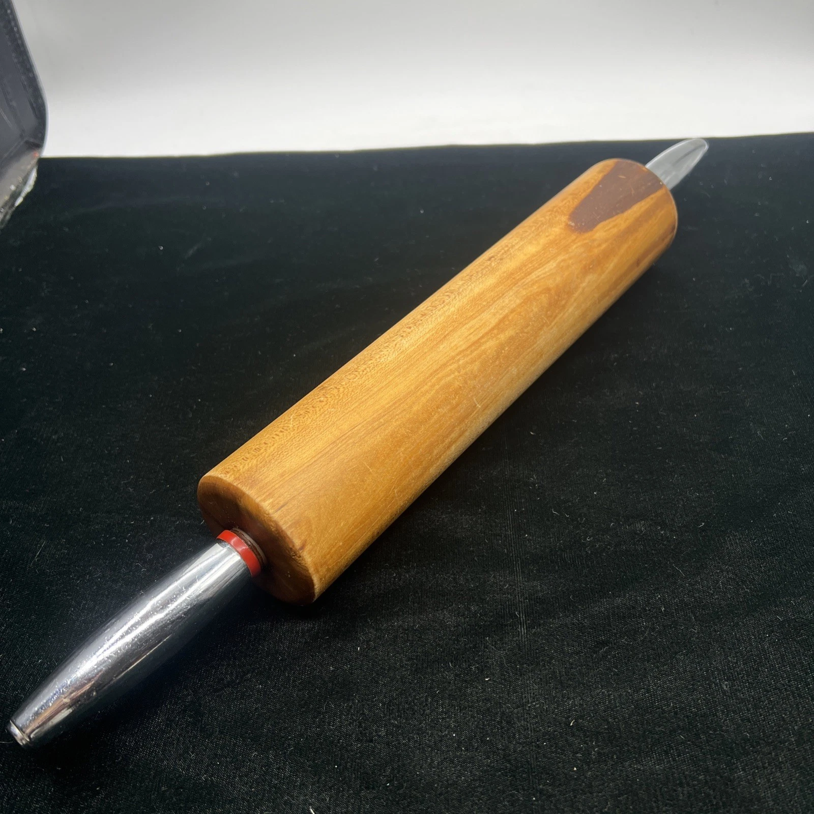 Vintage Wood Rolling Pin with Chrome Handles 18” Overall Length Wooden Red Band
Opens in a new windo