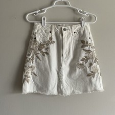 Abercrombie Fitch Womn 0R/25 Embroidered Zoe Natural Rise Vintage A-Line Skirt