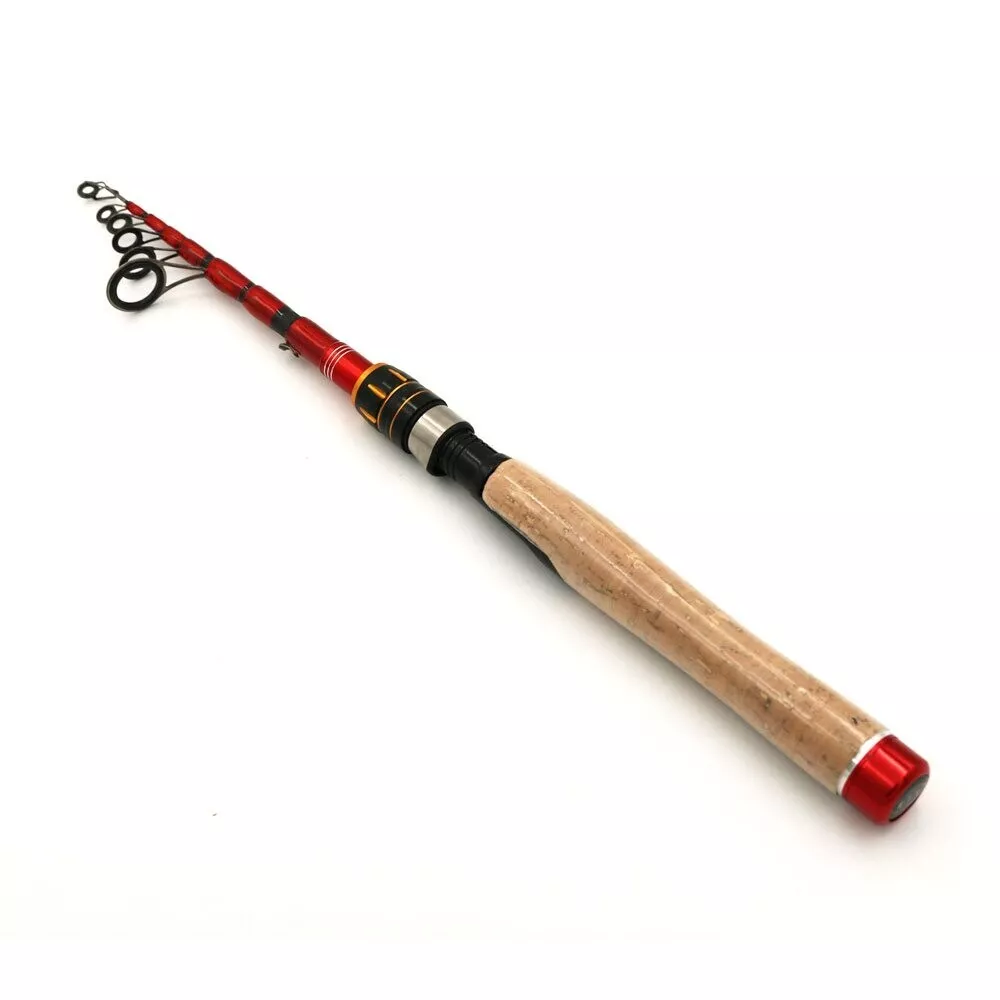 Ultralight Spinning Fishing Rod Pole Carbon Fiber Wood Handle Portable  Travel S