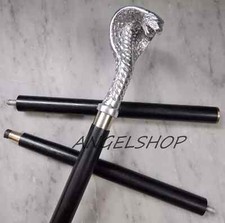 Cobra Walking Stick Cane Dark Wooden Handmade Wood Hand Carved - Snake