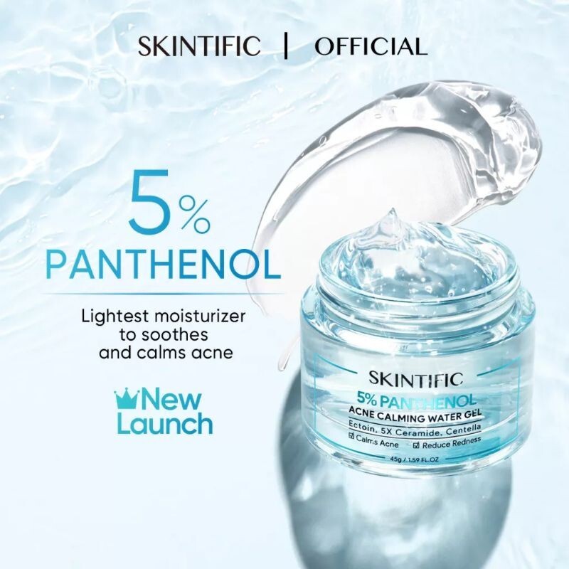 SKINTIFIC 5% Panthenol Acne Calming Water Facial Moisturizer Gel