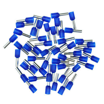 50 Aderendhülsen 2,5mm² isoliert Aderhülsen 2,5 mm2 Kabelhülsen mit Kragen blau