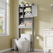 Over-The-Toilet Space Saver MDF Storage Cabinet Home Bathroom Gray Modern