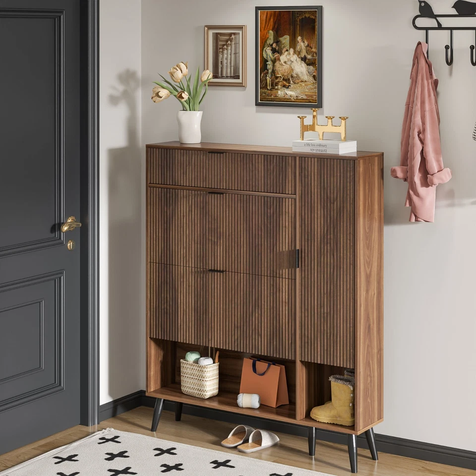 Zapatero Almacenaje con 2 Cajones Abatibles, 1 Puerta, Estante Ajustable Foto 3 de 4