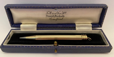 Vintage 14K 585 Gold Gehäuse Druckbleistift, Box, Minen, funktionstüchtig