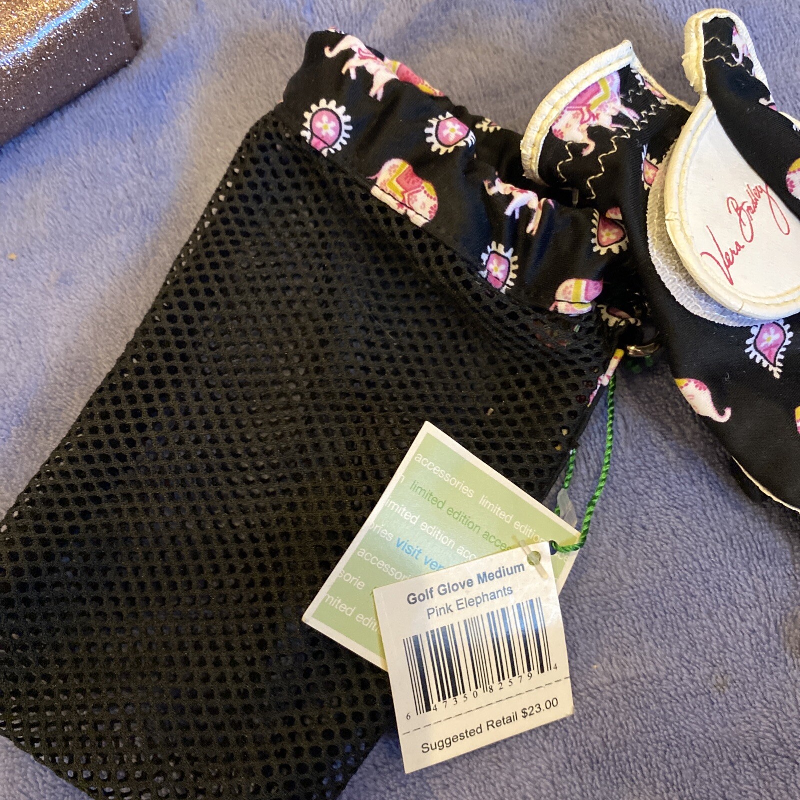 Vera Bradley NWT golf glove and golf ball bag pink elephants women’s