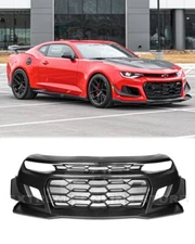 Primer Front Bumper Upper Lower Grille For 16-18 Camaro ZL1 1LE Style Badgeless