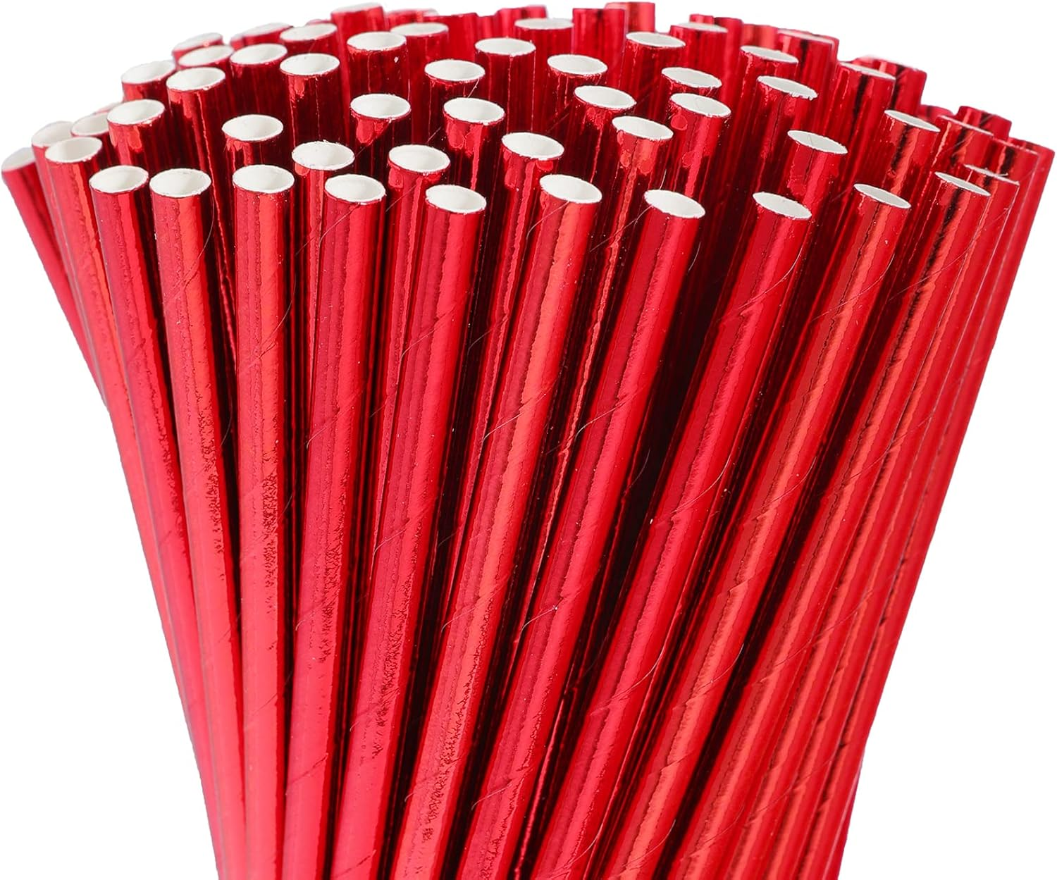 Paquete de 100 pajitas de papel rojo, pajitas rojas biodegradables, papel desechable para beber