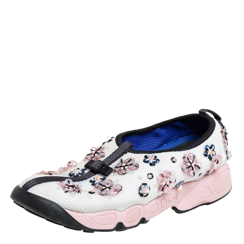 Baskets fusion en maille blanche/noire Dior taille 36,5
