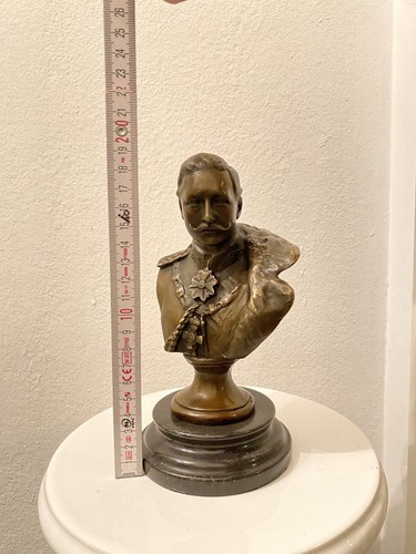 Antique Bronze bust German Empire Kaiser Wilhelm 2 after Hermann Gladenbeck - Picture 10 of 10