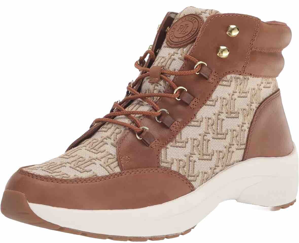 Lauren Ralph Womens Rylee Hiker Sneaker Boot Saddle Tan Logo  display picture 3