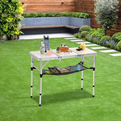 3Ft Aluminum Folding Picnic Table - Lightweight & Portable Outdoor Table with Ad - Picture 2 of 6