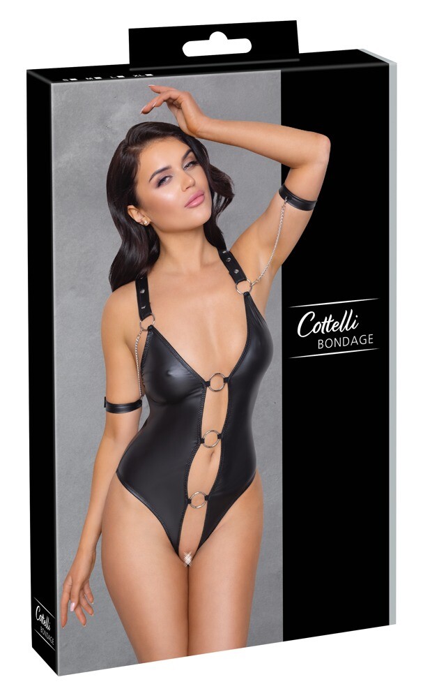 Body Efecto Mojado - Negro En Oferta Body Bondage Con Frente Abierto S - Xl Sexy Erótico Moda Cuerpos Lencería Caliente