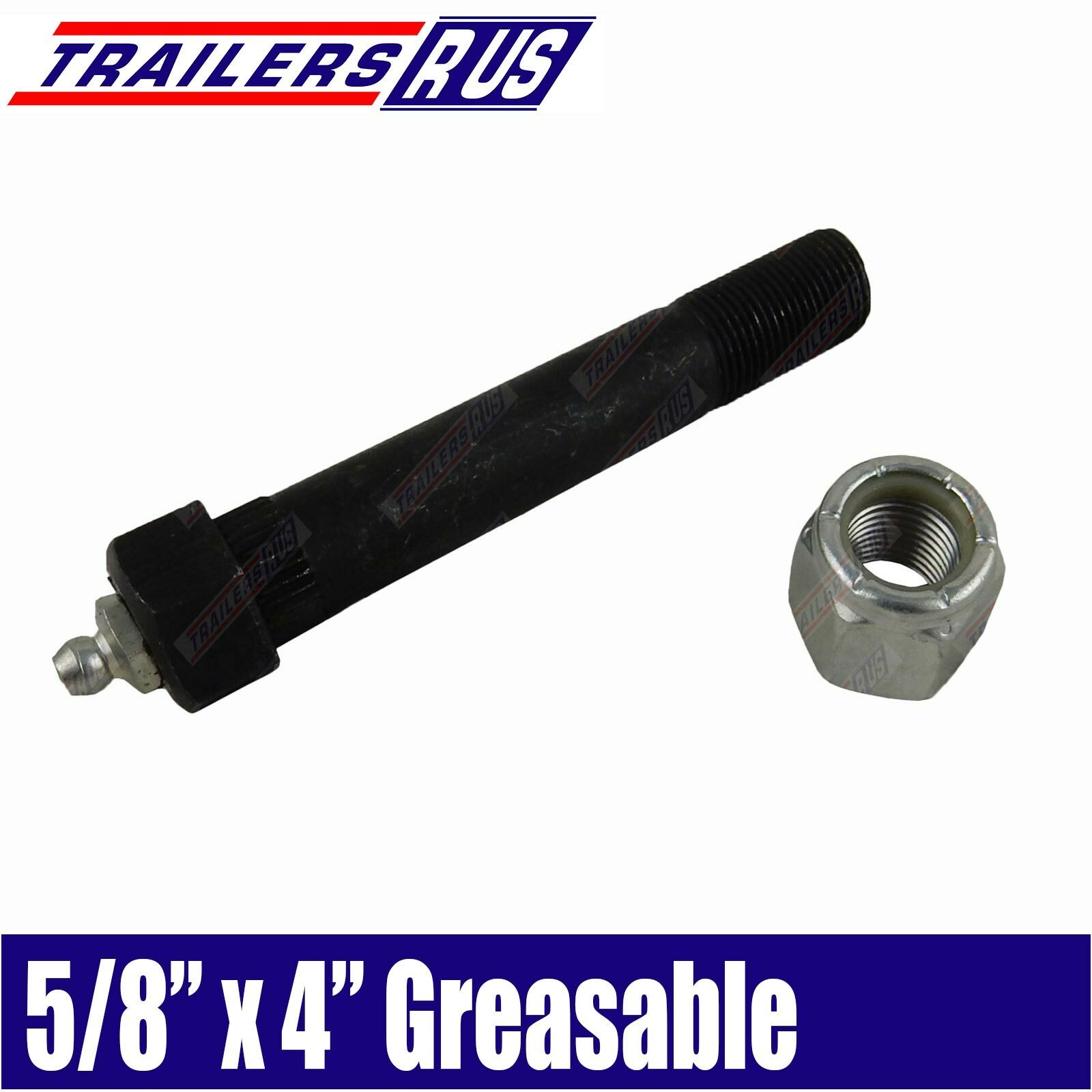 Greasable Shackle Bolt Pin 5/8" x 4" & Nylok Nut Suit Trailer Springs