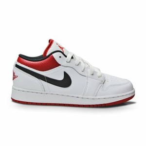 Juniors Nike Air Jordan 1 Low Gs White Gym Red Black Ebay