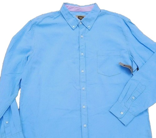 Vintage 60s Penneys Towncraft Shirt Loop Collar Blue Plaid Medium