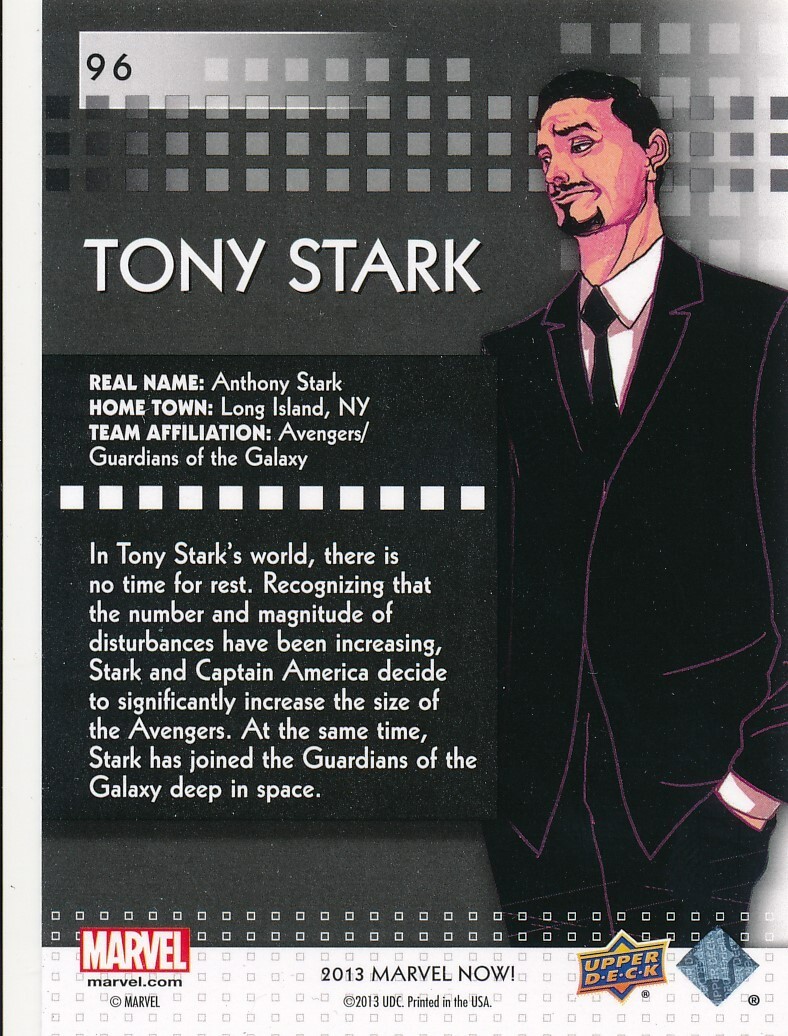 96 TONY STARK 2013(2014) Upper Deck Marvel Now SILVER FOIL IRON