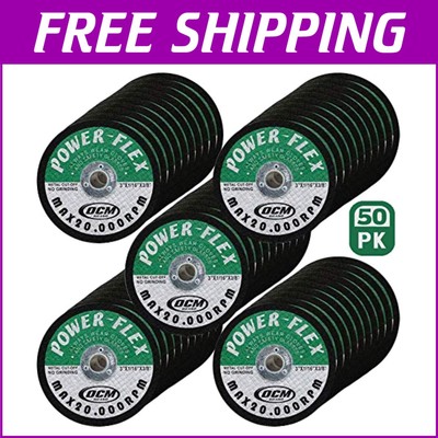 Premium 50 Pack 3'' Medium Grit Cut Off Wheels for All Steel and Ferrous Metals